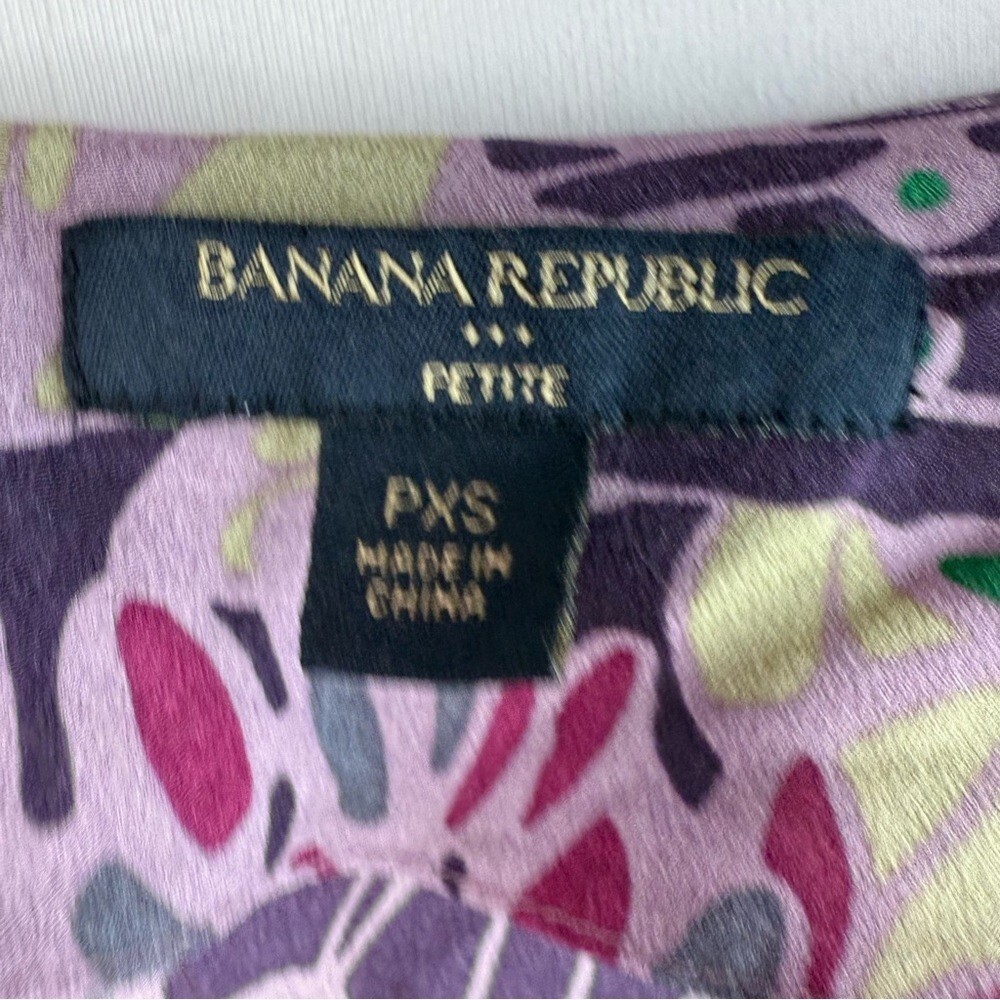 Banana Republic blouse long sleeve floral Purple and Green Wrap shirt tie up - Picture 10 of 13